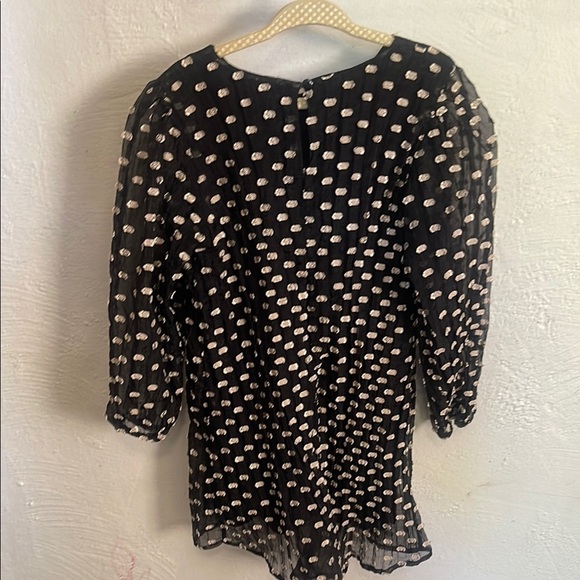 Zara Black Sheer Polka Dot Blouse - Picture 6 of 6